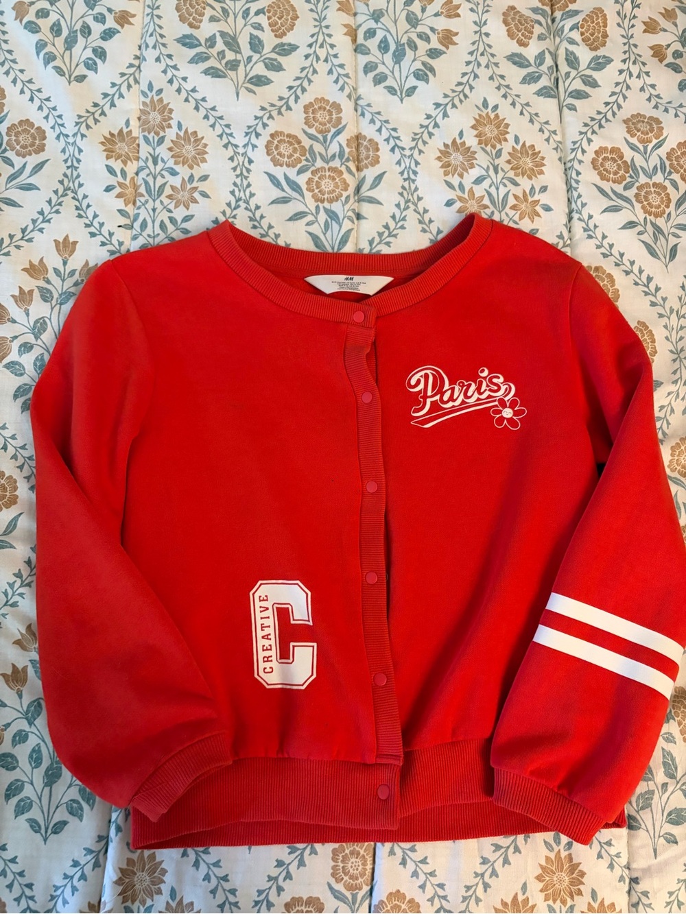 H&M Red Kids Snap-Front 'Paris' Sweatshirt Jacket